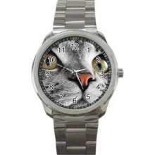 Cat Kitten Unisex Silver-Tone Sports Metal Watch 01