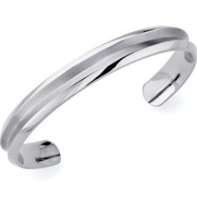 Center Groove Two Tone Titanium Mens Cuff Bracelet