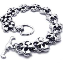 CET Domain 316L Titanium Steel Linked Bone Chain Bracelet for Menâ€²s Fashion Jewelry