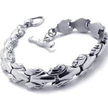 CET Domain 316L Titanium Steel Smooth Looking Linked Bracelet for Menâ€²s Retro Fashion Jewelry