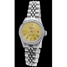 Champagne stick dial rolex SS jubilee datejust diamond bezel ladies watch - Yellow - Stainless Steel