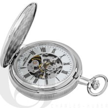 Charles Hubert Classic Mechanical Movement Silver Tone Pocket Watch 3537