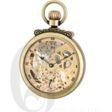 Charles Hubert Gold-Plated Antiqued Finish Open Face Mechanical Pocket Watch 3869-G