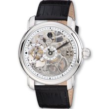 Charles Hubert Mens Leather Band Skeleton Dial Watch XWA3266