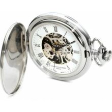 Charles-Hubert Paris 3918 Stainless Steel White Dial Mechanical Pocket Watch