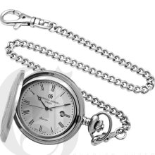 Charles Hubert Premium White Dial Stainless Steel Pocket Watch 3599-W