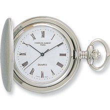 Charles Hubert Satin Chrome-Finish Off White Dial Pocket Watch