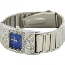 Charlie Jill WATW-0738M-SVRBU Charlie Jill Elegant Women Watch in Blue Dial Enchanted with Stunning Crystal Stainless Steel Bracelet