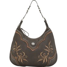 Cheyenne Bandana Round Hobo Style Purse Dark Chocolate Pebble