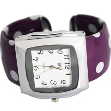 Chic Square Quartz For Lady's Girl Wrist Watch Numerals Analog Bangle Polka Dots