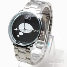 Choice Men Quartz Fashion Watch Black Dial White Ovals Stainless Ste