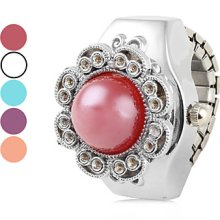 Circle Women's Flowers Alloy Analog Quartz Ring Watch (Assorted Colors)