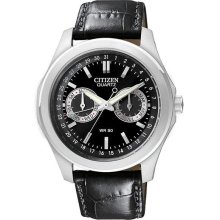 Citizen AG0160-02E Quartz Black Chronograph Leather Day Date Watch