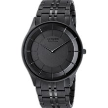 Citizen Eco-Drive Stiletto Mens Black Stainless Steel Watch