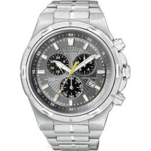 Citizen Mens Eco-Drive Perpetual Calendar Chrono Gray Dial Stainless A