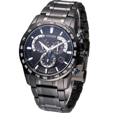 Citizen Perpetual Radio Chronograph Titanium Watch All Black As8025-57e Japan