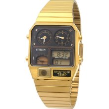 Citizen Thermometer Analog-digital Dual Time Gold Tone Men's Watch Jg2002-53e