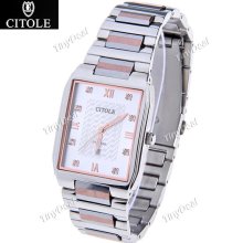 CITOLE - Chic Wristwatch Stainless Steel Strap w/ Date Indicator & Rhinestones