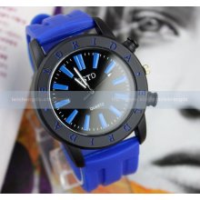 Classic Fashion Mens Boys Analog Bue/color Silicone Outdoor Sports Quartz Watch