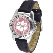 Clemson Tigers Ladies Sport Watch with Leather Band and Mother of Pearl Dial