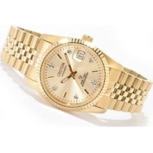 Croton 23K Gold-Plated Stainless Steel Diamond Accent Automatic Watch