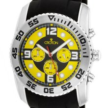 Croton Maccabee Black Rubber Strap & Yellow Dial Watch