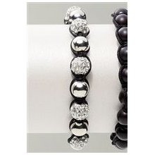 Crystal Bead Single Bracelet silver,black