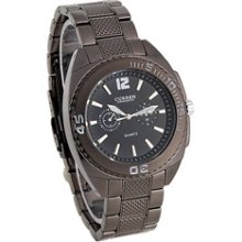 CURREN 8027 Round Dial Tungsten Steel Band Men's Wrist Watch (Black)