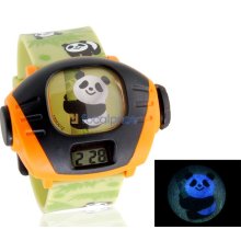 Cute Panda Design Irregular Dial Digital Projection Watch with Light (Green)