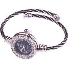 Cute Wire Round Design Arab Numerals Dial Bracelet Quartz Watch