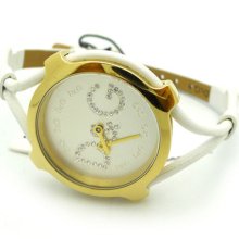 D&g Lisbon Leather Strap Watch Gold Dw0842