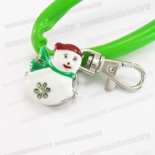 Design Clear Digital Quartz Christmas White Cute Snowman Pocket Watch M572