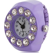 Diamond Women's Big Style Alloy Analog Quartz Ring Watch (Purple)