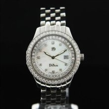 Dibur Diamond Watch Mother Of Pearl Stainless Steel Watch Swiss Made