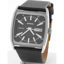 Diesel Men's Dz1294 Analog Leather Day-date Black Dial Quartz Watch