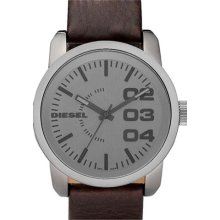 Diesel Men's DZ1467 Brown Calf Skin Quartz Watch with Grey Dial