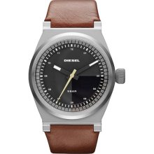 Diesel Men's DZ1561 Brown Leather Quartz Watch with Black Dial ...