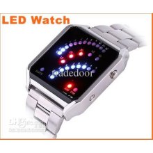 Digital Electronic Watch Watches 29 Led Light Silver Steel Band