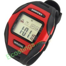 Digital LCD Rim Plastic Wrist Sports Alarm Quartz Watches