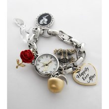 Disney Happily Ever After Princesses MOP Mult-Charm Bracelet Quartz Watch PN2010