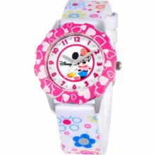 Disney Watch, Kids Glitz Minnie Mouse Floral Printed Nylon Strap 32mm