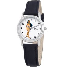 Disney Women's D083s005 Pocahontas Black Leather Strap Watch