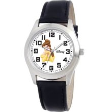 Disney Women's D155s006 Belle Black Leather Strap Watch