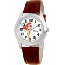 Disney Women's D157s008 Ariel Brown Leather Strap Watch