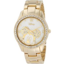 Disney Women's Mk2127 Mickey Mouse Rhinestone Accent Gold-tone Bracelet Watch