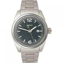 Dkny Men Silver Stainless Steel Watch Black Dial Ny1393