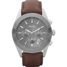 DKNY Men's NY1509 Brown Leather Quartz Watch with Grey Dial