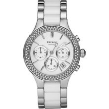 DKNY White Ceramic And Stainless Steel Chronograph Ladies Watch NY8181