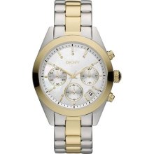 Dkny Women's Gold Tone & Silver Tone Steel Chronograph Watch Mop Dial Ny8607