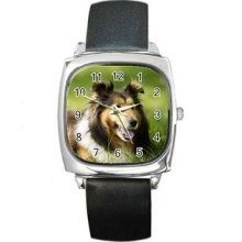 Dog Unisex Silver-Tone Square Metal Watch 41